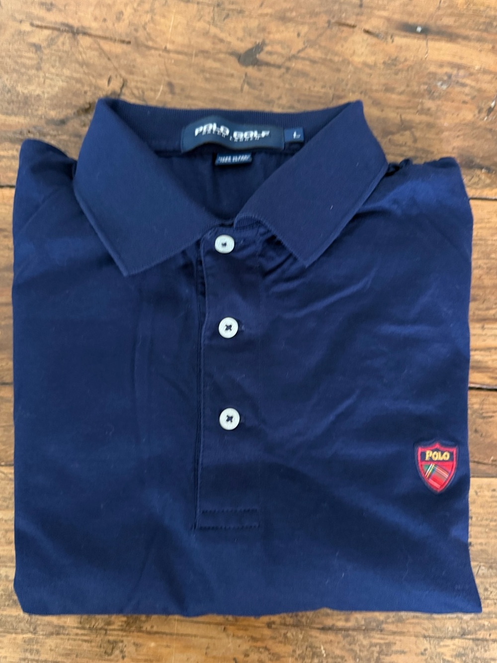 Polo Golf Ralph Lauren Navy Long Sleeve Crested Polo Shirt Size L